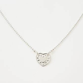 Ballchain ketting van zilver met zon hartje