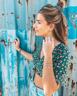 Zilveren armband met turquoise en zilveren kralen