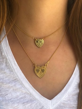 Ketting met 2 hartjes (goldplated)