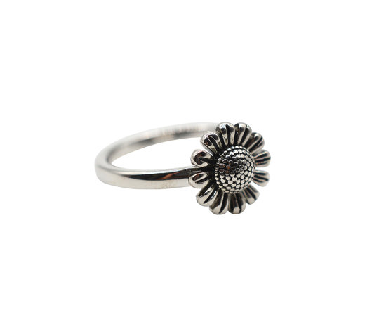 Zonnebloem ring zilver edenshop.nl